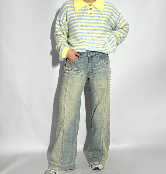 PANTALÓN WIDE LEW TACHUELAS