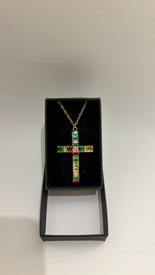 CADENA CRUZ MULTICOLOR